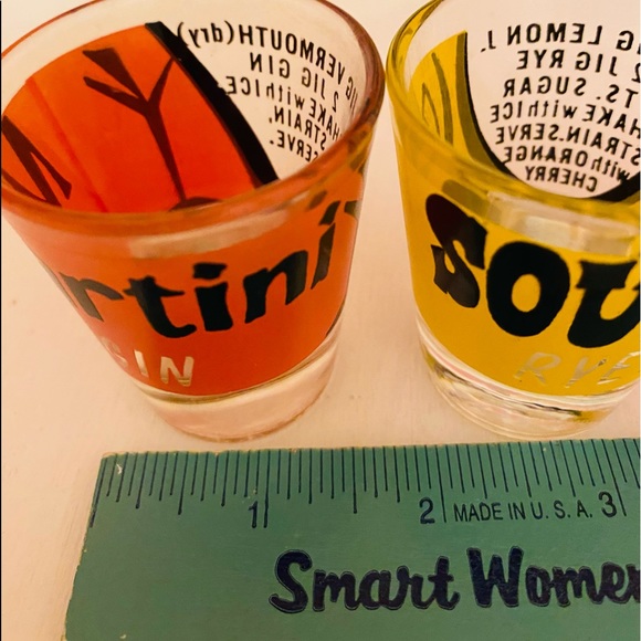 3 Vintage Martini 🍸& 🥃 Whiskey Sour Shot Glasses - Picture 14 of 16